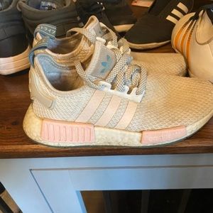 Adidas NMD white/pink/aqua green size womens 6